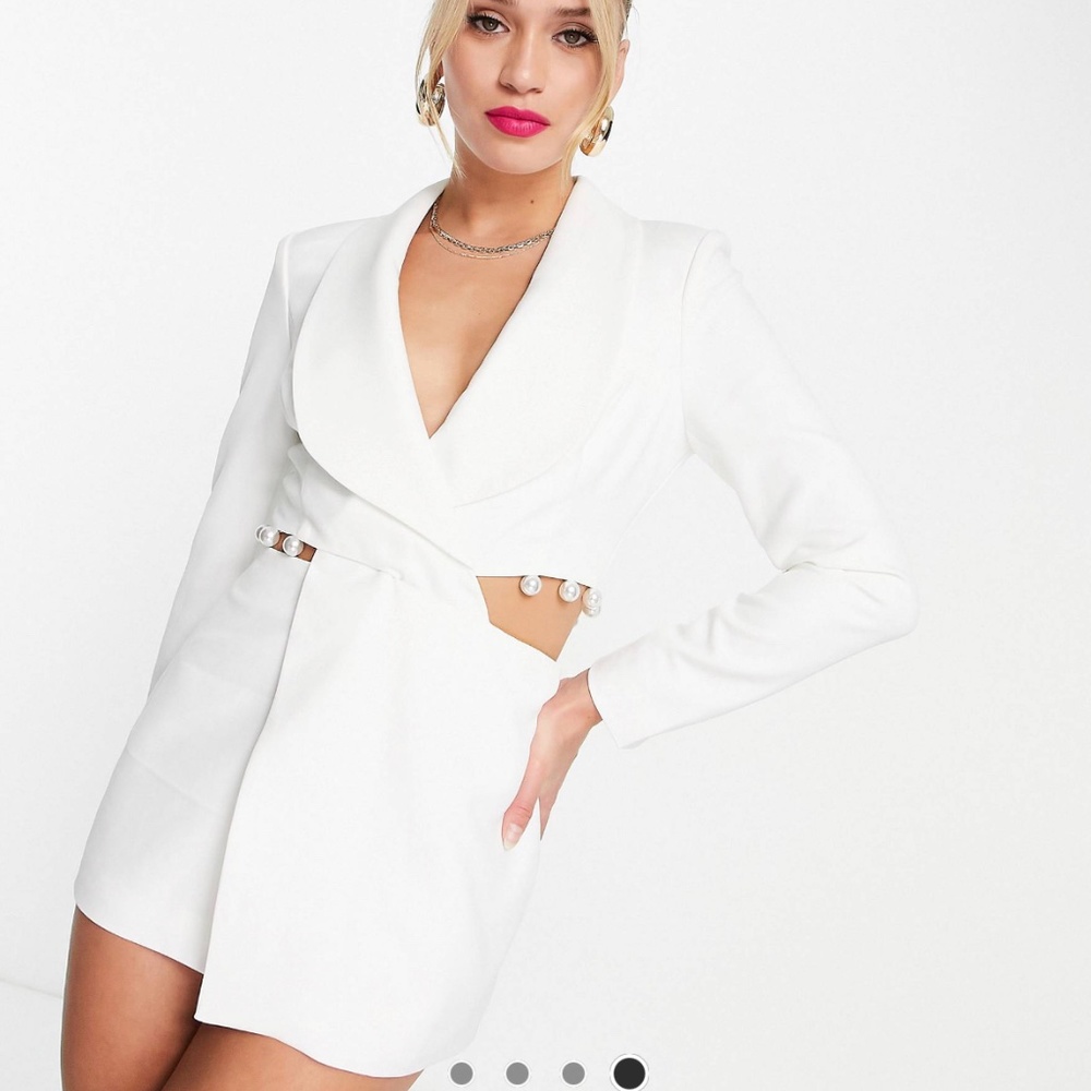 Lavish Alice cut-out detail blazer dress with pearl trim